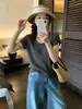 Camiseta de Tricô Manga Curta com Gola U para Mulheres, Direto da Fábrica, Estilo Coreano, Top Slim Fit, Guangzhou Shisanxing Em Estoque