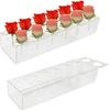 Jarrón acrílico con borde cruzado, caja decorativa rectangular para flores, jarrón hidropónico para arreglos florales, jarrón transparente para mesa de comedor, restaurante o boda.