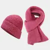 Conjunto de Gorro y Bufanda de Lana a Rayas para Mujer, Conjunto de Dos Piezas de Gorro de Punto y Calentador de Cuello para Estudiantes de Otoño e Invierno, Jersey Estilo Pareja