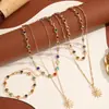 Colar de Sol de Cristal Multicamadas Transfronteiriço Europeu e Americano Estilo Boêmio Conjunto de Pulseira Tornozeleira de Colar de Verão para Praia