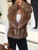 CI Transfronterizo P0281 Chal de Piel Sintética, Bufanda de Piel Sintética de Zorro, Bufanda Elegante de Invierno para Mujer, Chal Cálido