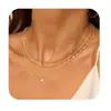 Collar de Clip de Papel con Circonita Transfronterizo Nuevo Producto Cadena de Clavícula de Cobre Juego de Tres Piezas Joyería Elegante y Sencilla para Uso Diario para Mujeres
