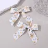 Pendientes de Lazo de Cinta Estampados Europeos y Americanos Transfronterizos Primavera y Verano Delgados Exagerados Joyería para Orejas para Mujer