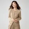 Cárdigan de Punto de Cachemira con Rayas Verticales para Mujer, Tejido Trenzado, Manga Larga, Cuello Redondo, Corte Ajustado, Delgado, Elegante Cárdigan Base
