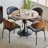 Mesa y Sillas para Sala de Estar y Comedor, Mesa Redonda de Madera Maciza de Nogal Negro Estilo Americano y Francés, Combinación de Mesa y Sillas para Recepción y Negociación, Mesa Redonda Pequeña de Balcón Mesa de Café
