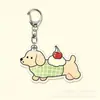 Lindo Llavero de Perro Salchicha Colgante Plano de Acrílico para Bolsa Estilo Pareja Adorno para Coche Arte de Línea Perro Pequeño