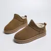 Botas de Nieve Casuales de Ante con Suela Gruesa, Pelo Sintético, Caña Baja, Punta Redonda y Tacón Plano, Otoño/Invierno 2026, Transfronterizas