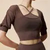 Ropa de Yoga Deportiva de Manga Corta para Mujer Primavera y Verano Holgada Fitness Running Secado Rápido Camiseta de Manga Corta Traje Transpirable de Pilates