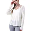 Roupas de Yoga Novas Transfronteiriças Camisa Esportiva Solta Preguiçosa Pilates Manga Longa Decote U Grande Roupas Esportivas Fitness Top