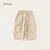 Frete Grátis Roupa Infantil Calças Compridas para Meninos Calças Cargo Estilosas para Crianças Calças Flare Simples para Bebês Calças Casuais Versáteis para Bebês Tendência
