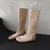 Primeiro Encontro Botas Elásticas Ji Femininas com Aumento Interno de Altura Emagrecedoras para Pessoas Baixas Botas Longas Estilo Feminino Outono e Inverno Botas Altas Emagrecedoras