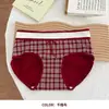 Atacado Calcinhas Vermelhas de Algodão Puro Femininas, Tamanho Grande, Gancho Longo, Tamanho Grande, Calcinhas Femininas de Casamento, Calcinhas Femininas