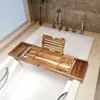 Estante de Bambú para Bañera Organizador de Ducha Estante Extensible para Bañera para Teléfono Tableta Toalla
