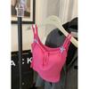 Regata Dopamina com Alças Duplas e Laço Feminina Verão Pura Luxúria Sexy Slim Top Curto com Bojo para Mulheres