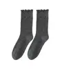 Calcetines de Punto de Lunares de Moda para Mujer, Otoño e Invierno, a Media Pantorrilla, con Bordes Fruncidos, Estilo Japonés, Versátiles Calcetines de Maternidad, Calcetines Holgados de Media Pantorrilla