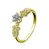 Anel Galáxia de Prata Esterlina S925 Anel de Diamante Sintético com Seis Garras de Moissanita Moda Transmissão ao Vivo Joias Transfronteiriças Suprimento Atacado