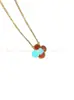 Nuevo Collar de Burbujas de Cuatro Hojas Versión Alta V Oro para Mujer Diseño de Nicho Lujo Ligero Esmalte Rojo Flor de Nácar Fabricante Venta al por Mayor