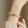 Pulsera de Citrino de una Noche Cristal Natural Cuarzo Rutilado Dorado Pulsera Regalo Estilo Lujo Ligero Joyería para Novia