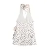 Vestido marca Z 20267 falda corta producto nuevo 2306 sexy estilo europeo y americano 38 mujeres cuello halter cuello texturizado verano seda ZA