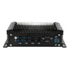 Mini máquina de control industrial sin ventilador con fuente de alimentación de amplio voltaje, ranuras de doble almacenamiento, puertos de red Gigabit duales, dispositivo de control para gabinete de línea de producción