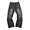 Ga Venta al por Mayor Comercio Exterior Transfronterizo Marca de Moda Jeans de Mezclilla Acampanados Lavados Desgastados Patchwork Unisex