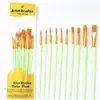 Set de 10 Pinceles de Plástico con Mango y Cerdas de Nylon para Pintura Acuarela, Acrílico y Óleo - Pinceles para Pintura Artística