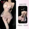Lencería sexy Yesiyeser, camisola transparente con ribete irregular de encaje, camisón de malla calada 9858