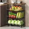 Prateleira de Armazenamento para Cozinha, Caixa de Lanches Doméstica de Chão, Cesta de Frutas e Legumes para Brinquedos na Sala de Estar, Carrinho de Legumes, Prateleira de Armazenamento Multicamadas