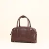 Bolso de Mujer de Cuero Genuino Nuevo Bolso de Bolos Transfronterizo Cuero de Vaca Curtido Vegetal Cristalino Bolso Boston Versátil de Mano y Cruzado