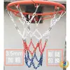 Red de Baloncesto Gruesa y Extendida de Tres Colores, Red de Acero Inoxidable 04, Cadena de Hierro, Aro de Baloncesto Metálico Galvanizado, 12 Ganchos