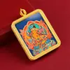 Thangka Semi-Pintado à Mão Oito Santos Padroeiros Fundo Azul Pingente Pingente Colar Doze Zodíaco