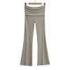 G032-24 novo estilo europeu e americano de primavera, cor sólida, estilo simples, com babados, cintura baixa, elástico, solto, calças casuais