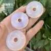 Cordón Blanco de Calcedonia 40 mm Colgante con Hebilla de Seguridad para Hombres y Mujeres Ágata Blanca Colgante con Hebilla de Seguridad para Regalar y Uso Personal