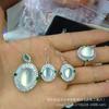 Atacado gelo transparente branco calcedônia pingente feminino prata banhado incrustado gelo branco ágata colar pingente luz alta gelo clavícula corrente