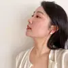 Pendientes Retro Franceses de Arena Movediza con Gota de Aceite para Mujer, Pendientes de Temperamento de Lujo Ligero de Nicho, Accesorios para Orejas Simples y Versátiles