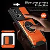 Nuevo Modelo Adecuado para Funda Protectora de Lente Moto G53, Funda de Teléfono con Ventana Deslizante Magnética G86, Funda Anticaídas con Anillo Giratorio G05