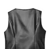 Ropa de Mujer 2026 Primavera Nuevo Estilo Moda Europea y Americana Simple Versátil Sin Mangas Cuello Redondo Chaleco de Cuero Top Negro