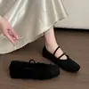 2026 Doudou retro nuevos versátiles zapatos de gamuza para mujer sin cordones para primavera y verano, punta cuadrada, zapatos planos bajos de nicho