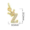 Acessórios de Zircônia Micropavimentada Galvanoplastia de Ouro Real 18K Série de Coroa com Letras Inglesas Pequenas Acessórios de Pingente Acessórios de Pingente para Colar