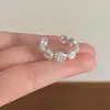 Anel de Laço Rosa Doce com Diamante para Mulheres Usarem Elegante e Fashionável Anel Aberto de Prata S925 Anel para Dedo Indicador