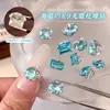 Arte de uñas con diamantes de imitación en forma de huevo de paloma K9 azul mar, moderno y lujoso, sin base, decoraciones de uñas con diamantes de imitación de azúcar helado
