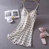 Pijama Sexy con Cinturón y Almohadilla para el Pecho para Mujer Verano Seda de Hielo Tirantes Shorts Conjunto de Dos Piezas Chaleco Holgado de Alta Gama para Usar