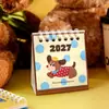 Nuevo Calendario de Escritorio Mini de Dibujos Animados 2027 con Patrones de Animales Lindos, Base Colorida, Bloc de Notas de Escritorio con Espiral, Decoración