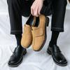 Transfronteiriço 2025 Novos Sapatos Casuais Pequenos de Couro para Homens Estilo Britânico Coreano Brilhante Formais Cabeleireiro Slip-On Substituição Capilar Masculina
