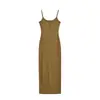 Vestido Longo Bodycon Sexy para Mulheres, com Fenda Lateral, Alças Finas, Cintura Elástica Emagrecedora, Sem Mangas, para o Verão