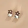 Pendientes de Flor de Pedrería para Mujer 2024 Nuevos Pendientes Explosivos Elegantes Diseño de Nicho Lujo Ligero Pendientes Delicados
