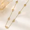 Pulsera Nueva de Acero de Titanio Verano Collar con Esfera de Acero Inoxidable Chapado al Vacío en Oro de 18 Quilates Set Antidesvanecimiento Mayoreo