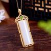 Ouro antigo 925 prata incrustada natural Hetian jade ovelhas gordo branco jade incrustado pingente para os amantes