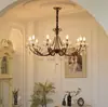 Lámpara de araña grande, escalera de caracol de cristal, sala de estar posmoderna, iluminación LED para vestíbulo, dúplex con techo alto, lámpara de araña para dúplex