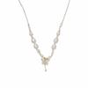 Cadena de clavícula con mariposa y perla barroca coreana, única, pequeña, fresca, elegante, a la moda, para mujer, combina con todo.